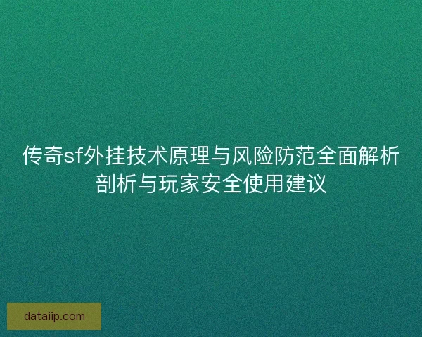 传奇sf外挂技术原理与风险防范全面解析剖析与玩家安全使用建议