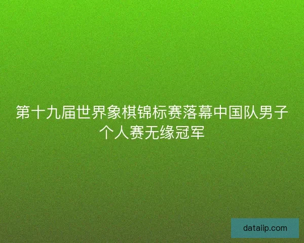 第十九届世界象棋锦标赛落幕中国队男子个人赛无缘冠军