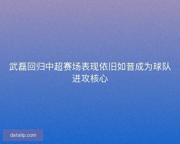 武磊回归中超赛场表现依旧如昔成为球队进攻核心 武磊回归中超赛场表现依旧如昔成为球队进攻核心