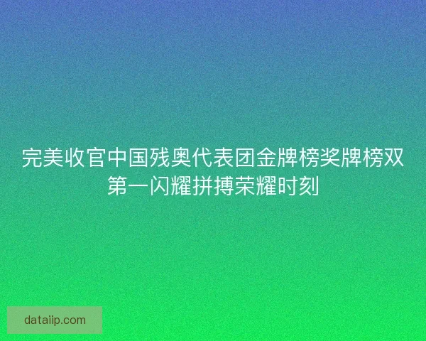 完美收官中国残奥代表团金牌榜奖牌榜双第一闪耀拼搏荣耀时刻 完美收官中国残奥代表团金牌榜奖牌榜双第一闪耀拼搏荣耀时刻